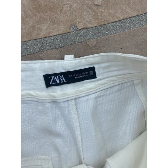 Zara high rise white pleat front trouser pants size M - Picture 2 of 3